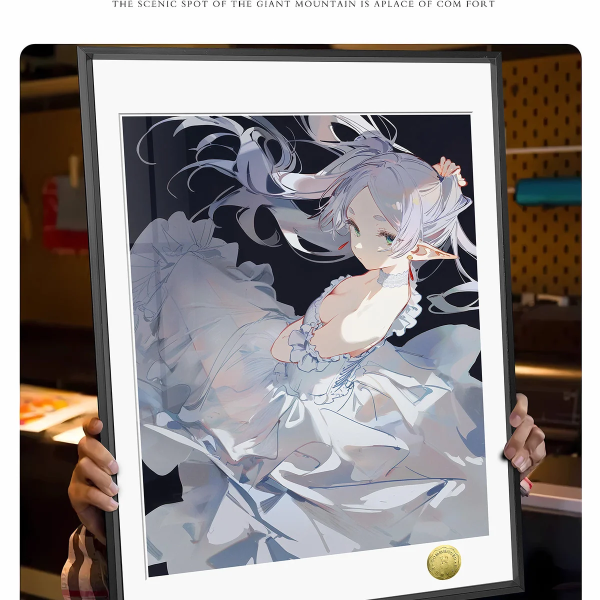 "Exquisite Noble Maiden Frieren painting, highlighting the ethereal fantasy art style and elegant details. Limited edition Frieren: Beyond Journey's."