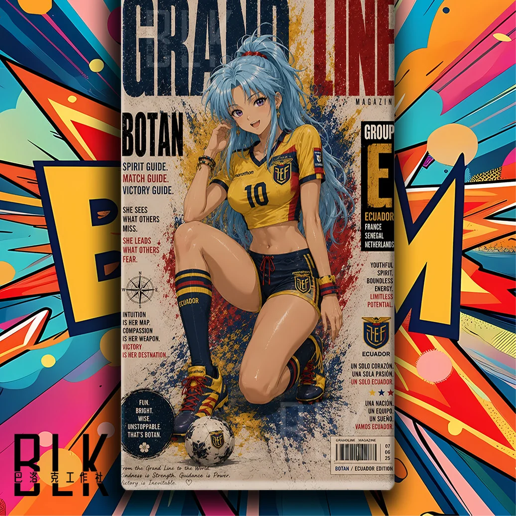 "Vibrant anime heroines from the Football Babe Series decorative painting, showcasing dynamic football fan-art poses and high-quality sports art."