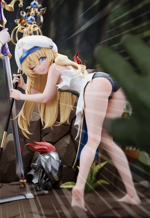 "Exclusive 1/6 Goblin Slayer Priestess & Sword Maiden resin statue captured from multiple angles, highlighting dynamic battle-ready poses."