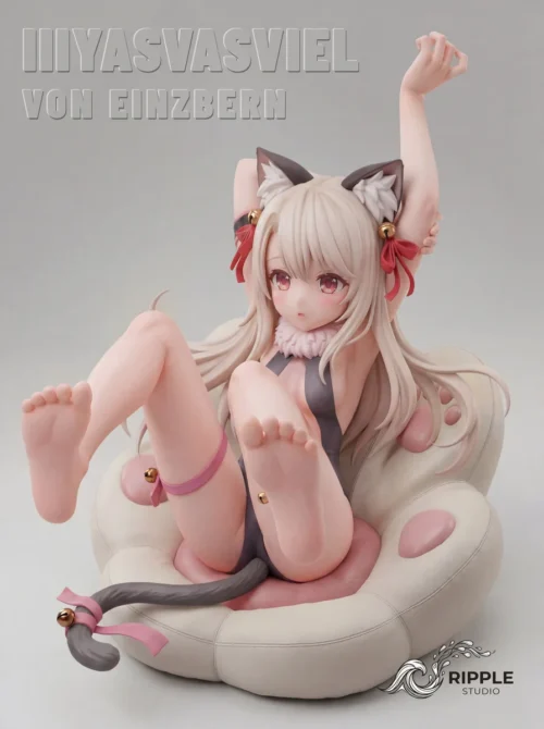 "Detailed angles of the 1/6 Illya Magical Girl Prisma Illya resin statue by RIPPLE Studio, showcasing vibrant spell effects, intricate premium."
