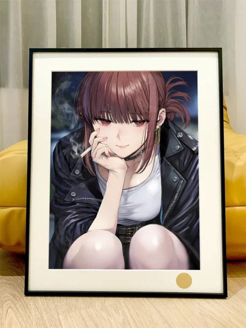 "Limited edition anime art print: Miss Yamada and figures smoking under a vast starry sky. Hand-numbered, premium archival print."
