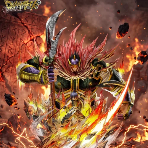 "Limited Edition Ren Tao Shaman King LED statue by Dreammaker Studio. Dynamic combat pose, radiating spiritual energy, premium illuminated effects."