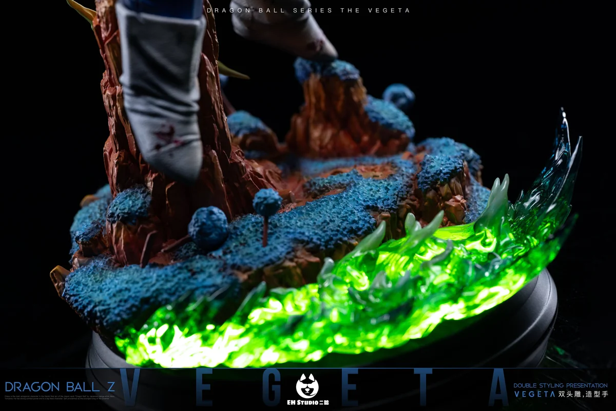 "Dynamic 1/6 Dragon Ball Vegeta statue by EH-STUDIO, showcasing battle-ready intensity with vibrant LED light-up effects. A premium limited edition."