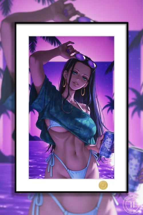 "Limited Edition One Piece Nico Robin decorative painting, an edgy GTA-style art print featuring her iconic pose amidst vibrant urban aesthetics."