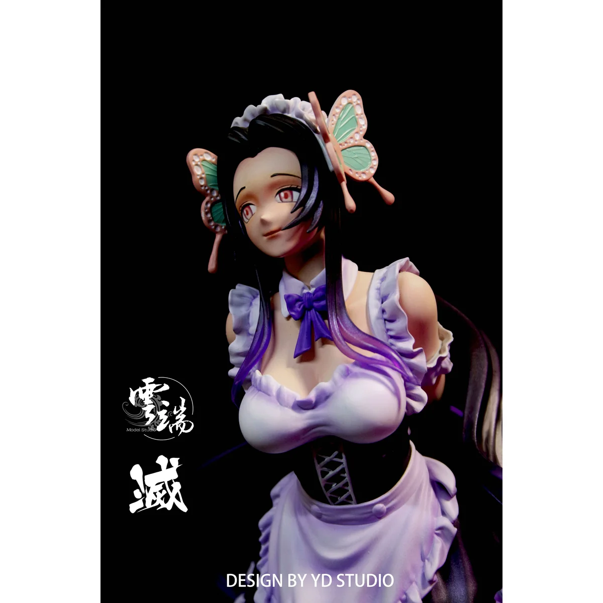 "Exclusive Demon Slayer Kanae Kocho maid resin statue by Cloud Studio, highlighting intricate details, elegant pose, and delicate accessories."