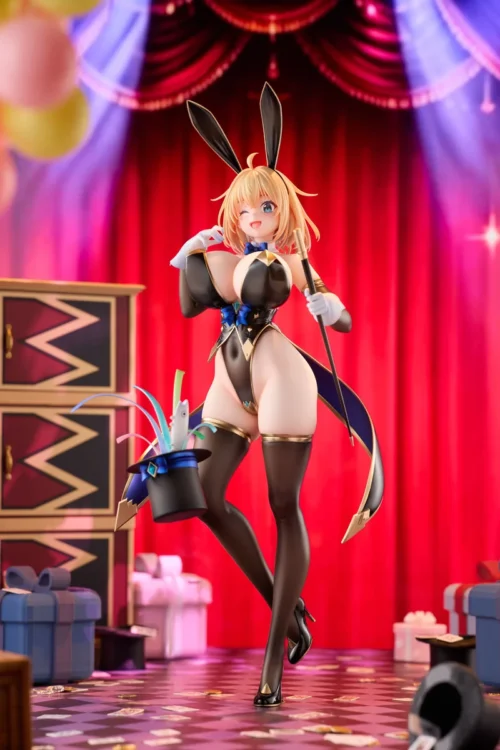 "Sophia F. Shirring Magician Bunny Ver. statue gallery, showcasing exquisite details, dynamic pose, custom base, and interchangeable parts."