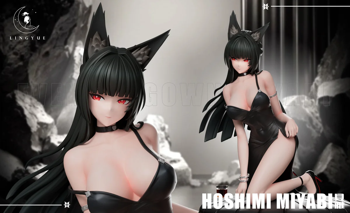 "Detailed view of the ultra-limited 1/6 Hoshimi Miyabi Evening Gown Zenless Zone Zero statue, showcasing its exquisite design and premium materials."
