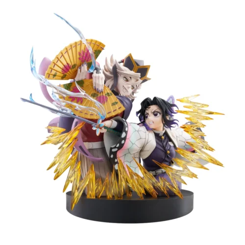"Official Demon Slayer Shinobu Kocho vs Doma premium statue by Good Smile Company, capturing an intense, dynamic battle scene with exquisite detail."