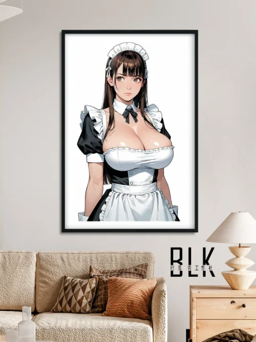 "Gallery views of the elegant Baroque Black Maid decorative painting, showcasing premium print quality and intricate artistic details from various."