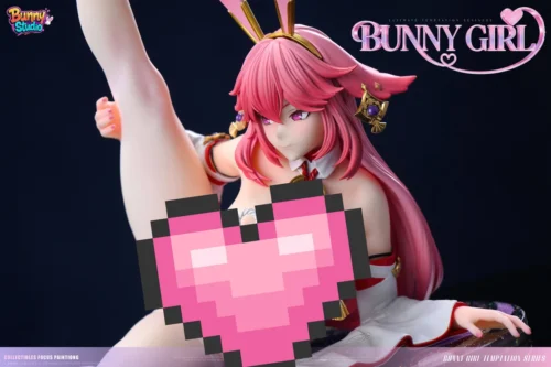 "Close-up of the premium 1/6 Yae Miko Bunny Genshin Impact resin statue, showcasing its alluring design and intricate sculpt details from a dynamic."