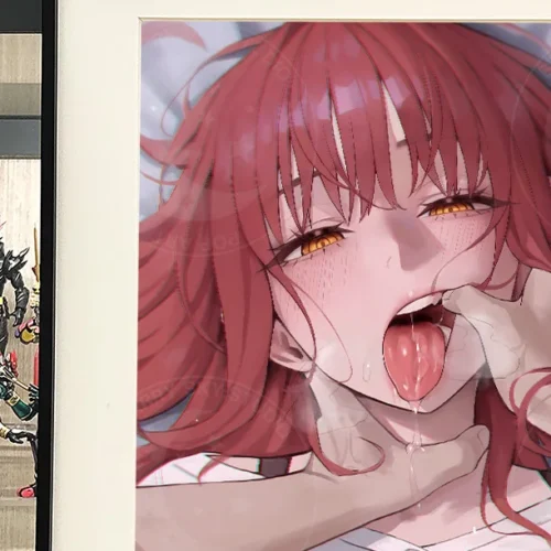 "Premium German art print of Chainsaw Man Makima, a hand-numbered limited edition, showcasing intricate details and ethereal beauty against a cosmic."