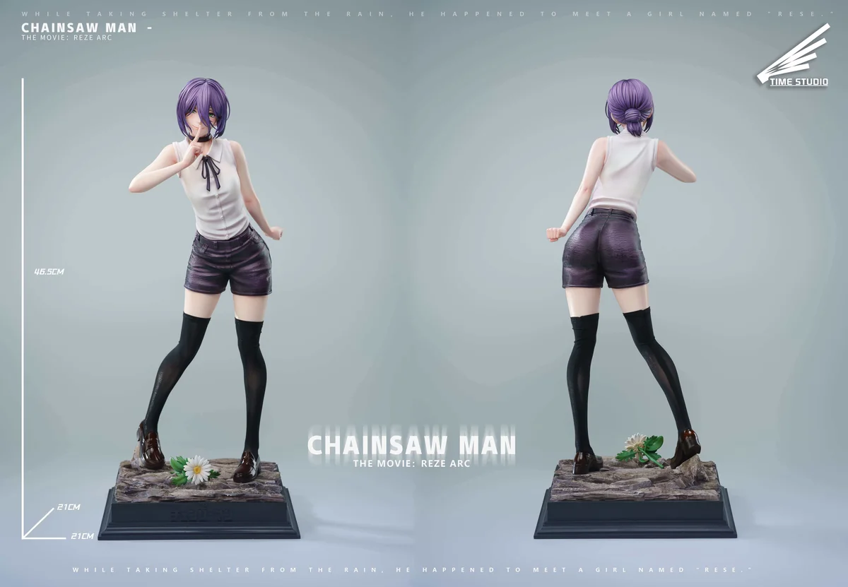 "Premium 1/4 Reze Chainsaw Man statue variant featuring the realistic head sculpt add-on. Dynamic details for this limited edition."
