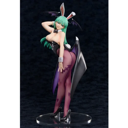 "Stunning Morrigan Aensland bunny girl collectible figure from Darkstalkers, showcasing her elegant and seductive succubus design in a dynamic pose."