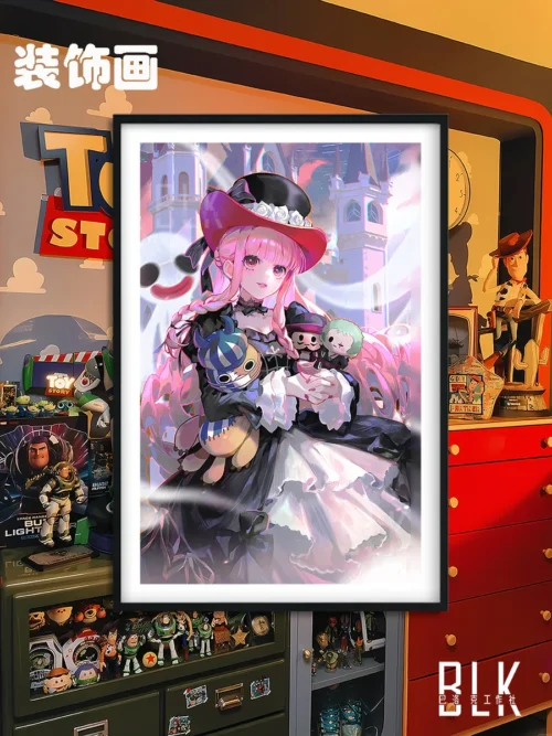 "Exquisite Baroque Doll Perona decorative painting, capturing her melancholic charm with intricate details. A stunning One Piece anime wall art piece."