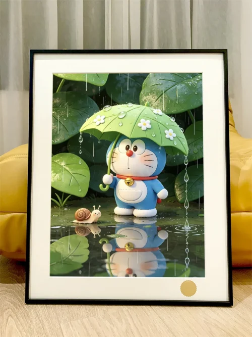 Limited Edition Collector-Grade Doraemon Art Print featuring whimsical Doraemon and friends riding a snail.
