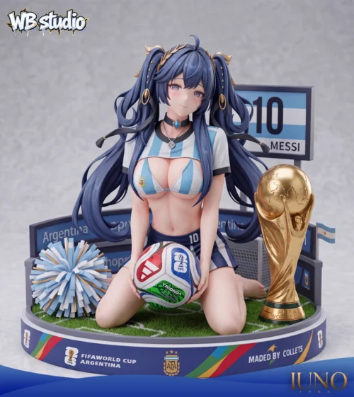 Exclusive 1/6 Wuthering Waves Yuno World Cup Cheerleader resin figure gallery, showcasing vibrant uniform, energetic pose, and premium sculpt.