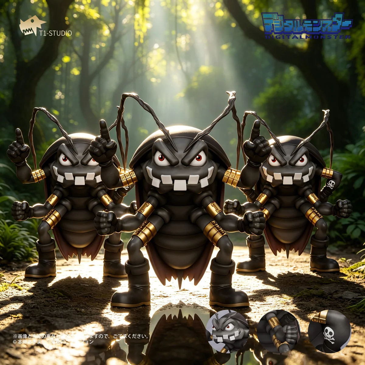 "NPC Series Cockroach Duo original design statue by T1 Studio, depicting two edgy, anthropomorphic cockroach figures with customizable, dynamic poses."