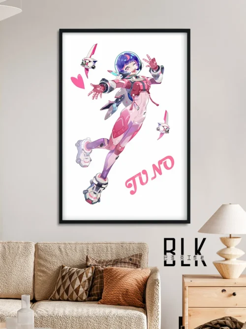 "Exquisite Baroque-inspired Overwatch Juno art prints, showcasing dramatic interpretations, rich colors, and intricate details from multiple angles."