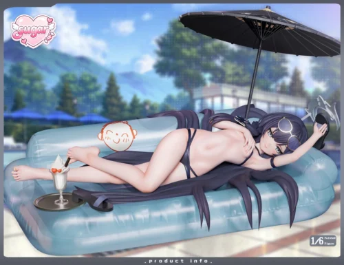 "Dynamic Blue Archive Himezaki Ryūka Summer Ver. 1/6 scale resin statue, capturing her playful swimsuit pose amidst vibrant water effects for a premium."