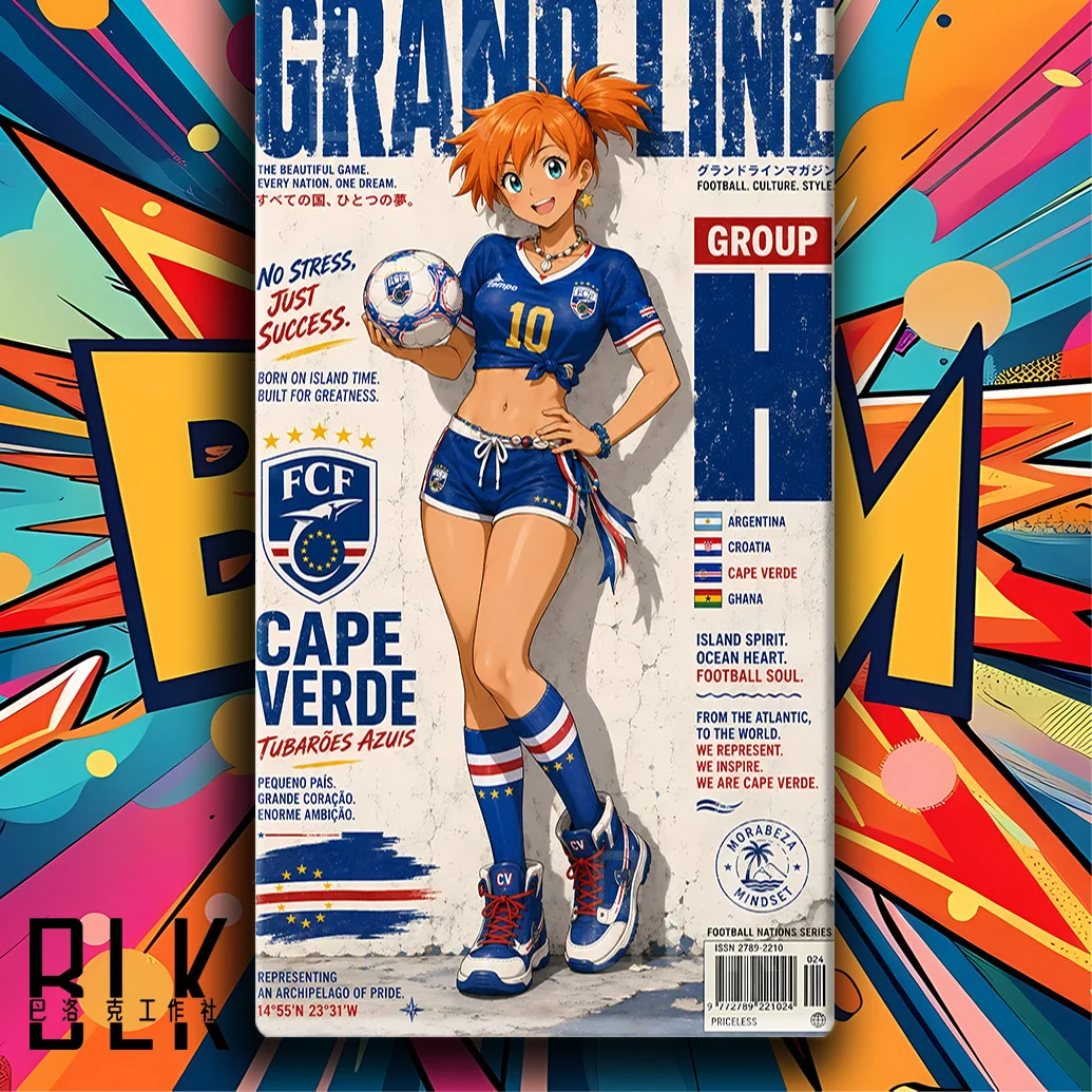 "Detailed views of the Football Babe Series painting, showcasing vibrant anime heroines in playful football poses. High-quality sports art."