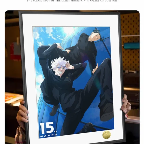 "Exclusive Jujutsu Kaisen 15th Anniversary Art decorative painting. Vibrant anime style group portrait details. Premium Jujutsu Kaisen poster for fans."