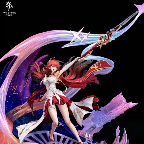 "Dynamic 1/6 scale Himeko Honkai Series premium resin statue by Hakimi Studio, showcasing intricate sculpt details and blazing energy from various."