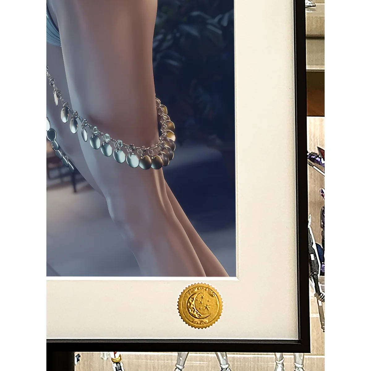 "Close-up of the premium, hand-numbered FF7 Aerith in the Pool decorative painting, revealing its exclusive ethereal anime art detail."
