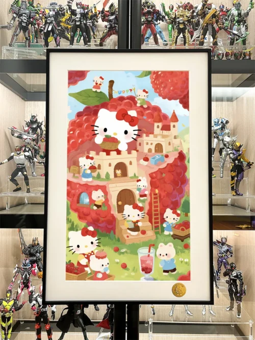 "Premium quality, limited edition Hello Kitty Art Print: Starry Sky Lychee Kitty design, showcasing intricate celestial and lychee fruit details."