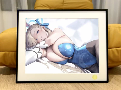 "Exclusive, hand-numbered Blue Archive Asuna decorative painting. Main image shows serene Asuna in an elegant, cosmic dreamscape. Premium collectible."