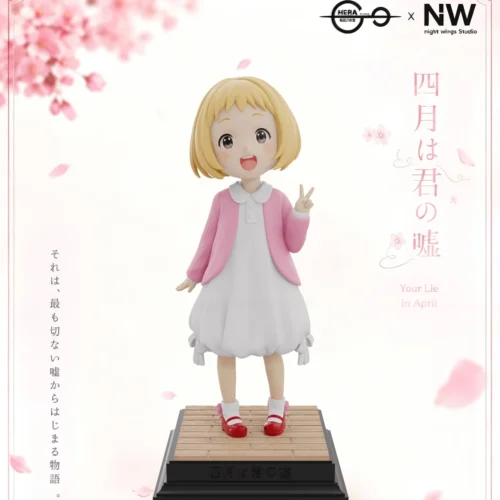 "Limited edition Miyazono Kaori & Arima Kousei Childhood resin statue detail, capturing poignant, serene artistry. A Your Lie in April figure."