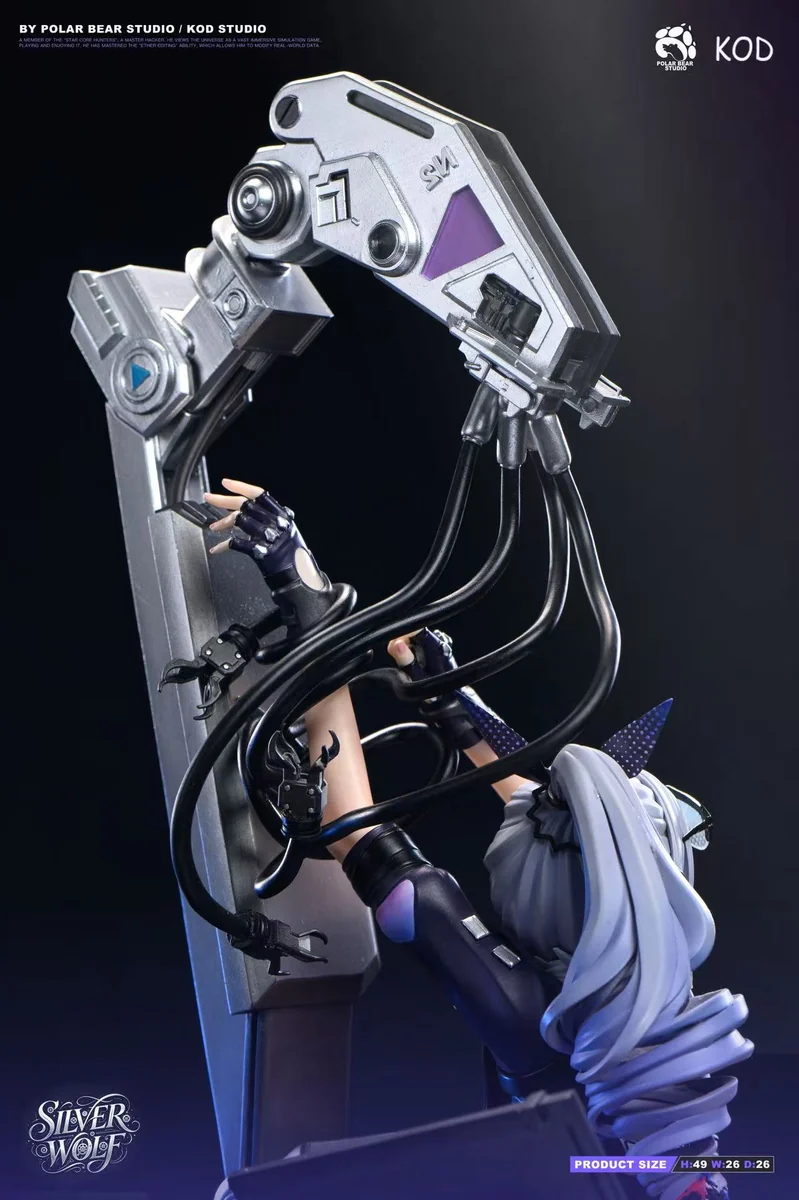 "1/4 Silver Wolf Honkai: Star Rail resin statue showcasing its exquisite metallic finish, dynamic pose, and futuristic hacker aesthetic."