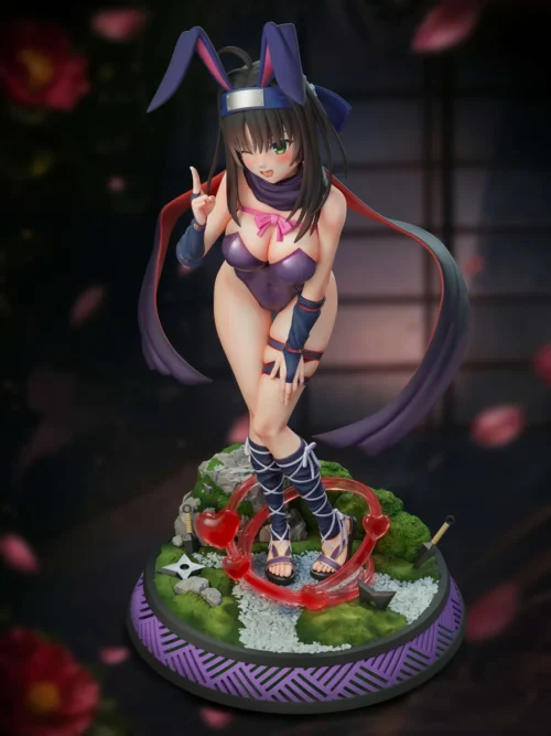 "GAL Studio's exclusive Mako Hitachi Senren Banka statue. Elegant ninja, refined details, and graceful pose, viewed from all angles."