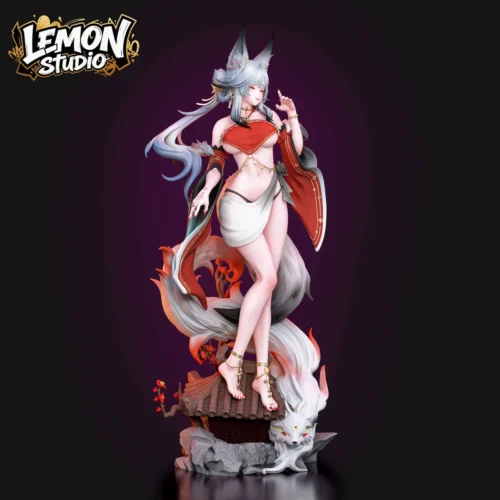 "Exclusive 1/6 & 1/4 Wuthering Waves Xinyuehu resin statue by Lemon Studio. Gallery reveals highly detailed mystical fox-spirit design, elegant pose."