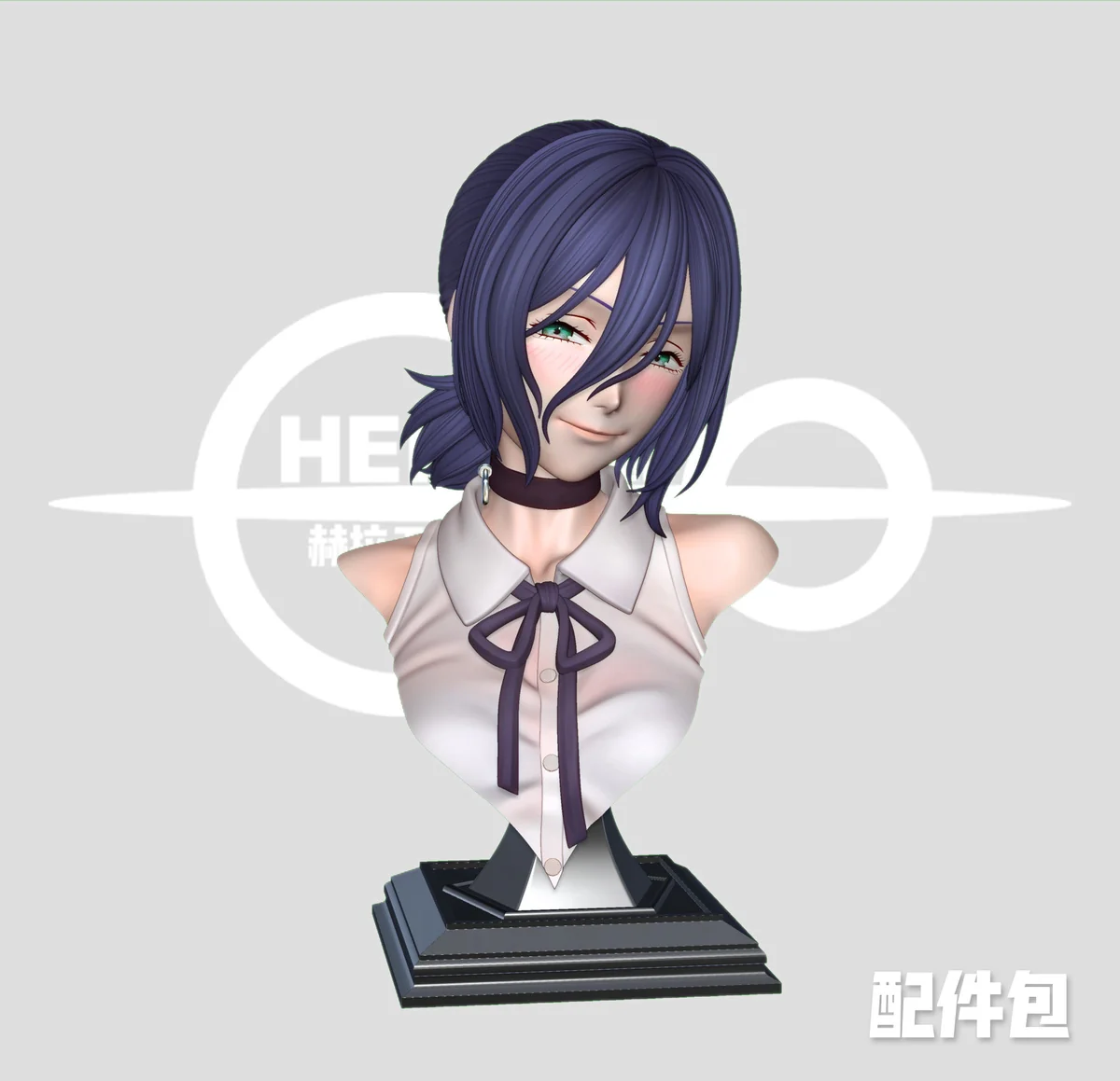 "HeRa Studio 1/6 Chainsaw Man Reze statue. Multiple angles reveal alluring wet-look, dynamic pose, LED base, and premium sculpting."