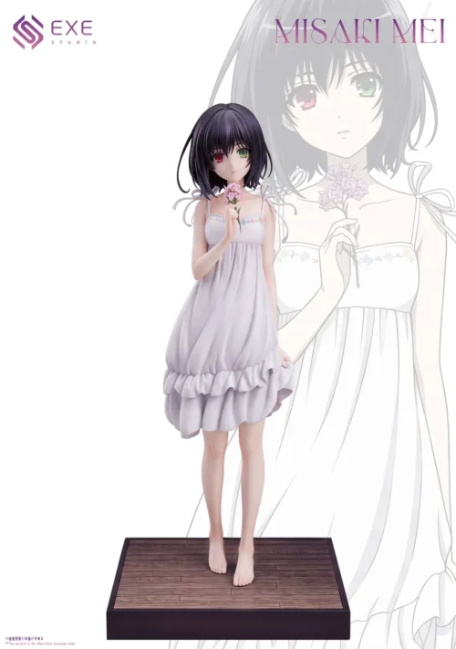 "1/6 Misaki Mei figure by EXE Studio in an elegant white dress, showcasing ethereal beauty and gothic charm, a limited edition collectible."