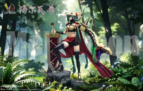"Limited Edition Mervamon Digimon Warrior Figure by LD Studio, capturing her dynamic pose, intricate armor, and majestic flowing cape."