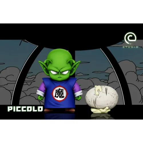 "Charming, detailed Childhood Piccolo Dragon Ball statue, showcasing his rare, playful youth and the iconic demon egg on a simple base."