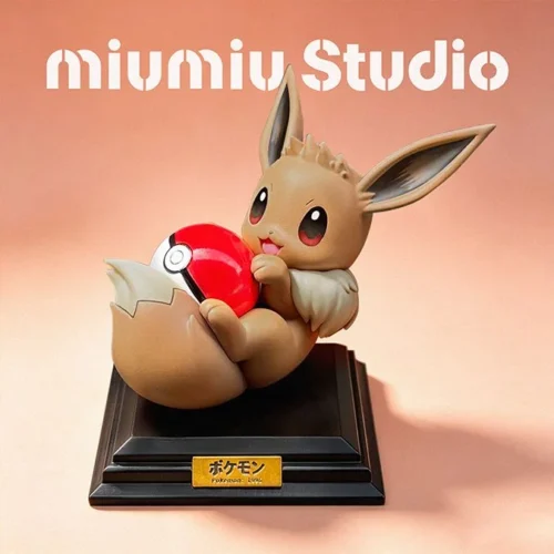 "Stunning limited edition Miumiu Studio Eevee GO Pokémon statue, featuring Eevee in a vibrant, dynamic, and highly detailed pose."