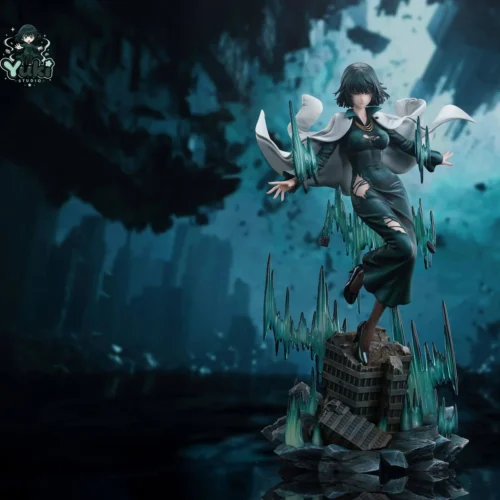 "Limited Edition 1/6 Fubuki One-Punch Man resin statue by Yuki Studio, showcasing her elegant pose, dynamic psychic energy, and intricate base."