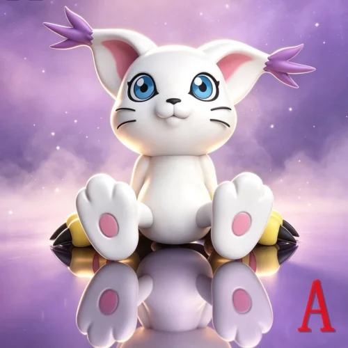 "Captivating Gatomon Digimon figure gallery. Admire premium PU craftsmanship, iconic, relaxed poses, and charming sculpt details from various angles."