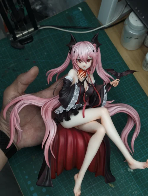 "Exquisite details of the limited edition 1/6 Krul Tepes Seraph of the End resin statue. Her seductive pose and vampiric allure are showcased."