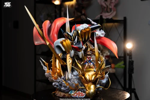 "Epic Sword King Ryujinmaru & heroic Wataru statue by Huansu Studio, featuring a dynamic pose, luminous LED effects, and impressive scale."