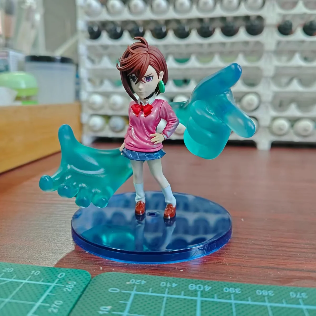 "Dynamic Ayase Momo WCF Dandadan statue, ONE Studio. Vibrant figure showcasing spirited essence, supernatural powers, and double base from multiple."