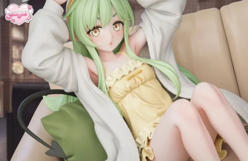 "Close-up views of the exclusive 1/6 Hikari & Nozomi Pajama Duo Blue Archive resin statue, showcasing intricate details of their relaxed pajama."