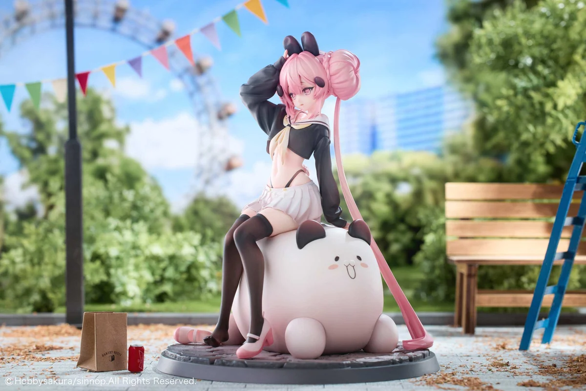 "Official 1/6 真点P Casual Ver. statue by Hobbysakura Studio, showcasing elegant sculpting details and charming casual attire from multiple angles."