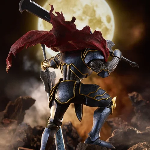 "Dynamic Overlord Momon (Dark Warrior Fefe) POP UP PARADE SP statue showcasing detailed armor, imposing stance, and weaponry from various angles."