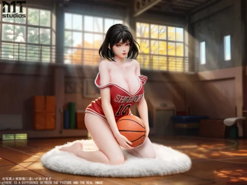 "Dynamic 1/6 & 1/4 scale MT Studio Slam Dunk Haruko figure in a vibrant basketball uniform, showcasing this limited edition collectible's premium."