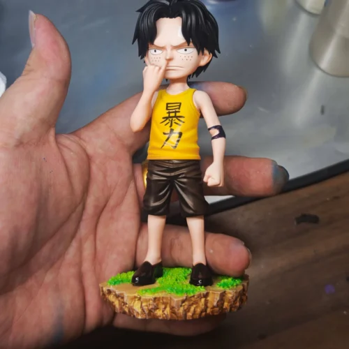 "Dynamic 1/8 scale Young Ace One Piece resin figure by Max Studio, showcasing vibrant colors and intricate details from various angles, highlighting."