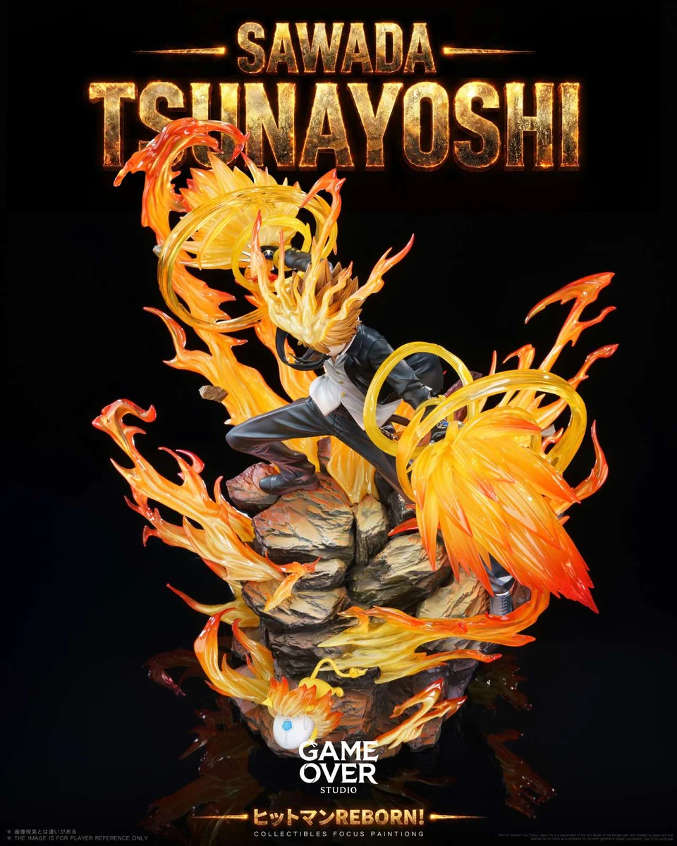 "Detailed gallery views of the ultra-limited 188-piece premium Sawada Tsunayoshi, showcasing dynamic action pose and intricate sculpt details."