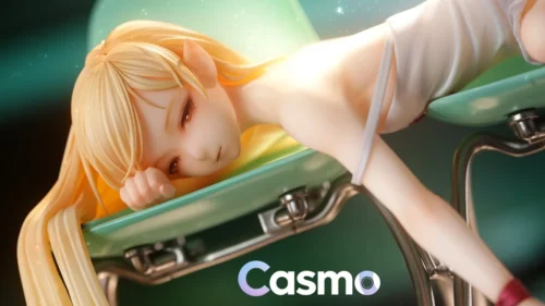 "Casmo Studio 1/7 Shinobu Monogatari Series resin statue. See her iconic pose and exquisite details on the giant doughnut from various angles."